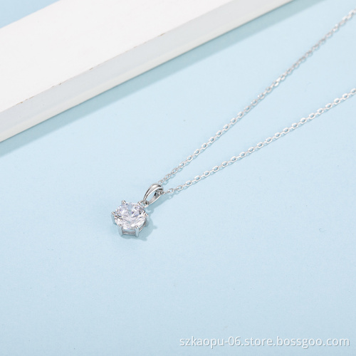 Simplest Luxury  925 Sterling Silver Moissanite Pendant Women Engagement Six Prongs Large Diamond Wedding Party Necklace